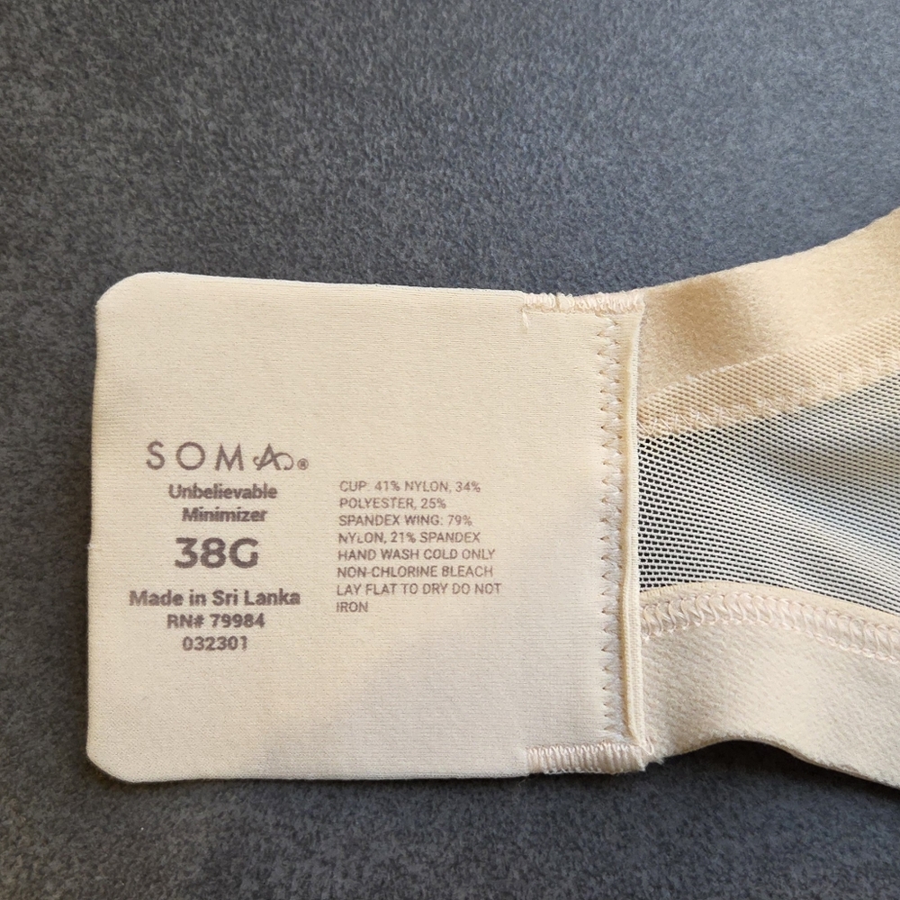 Soma Unbelievable Minimizer Bra 38G - Picture 10 of 11